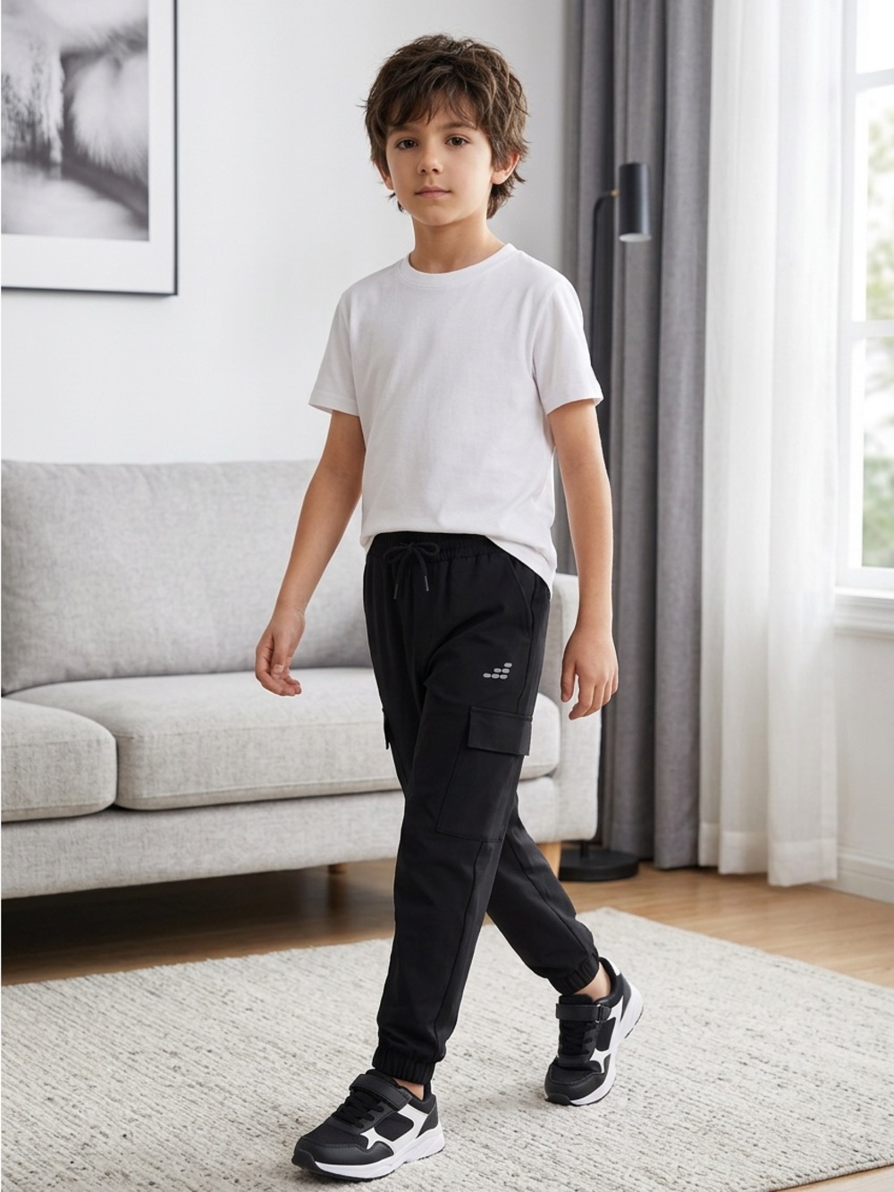 bcg Kids Size XS Black Cargo Jogger Track Pants EUC Tapered Legs Casual School